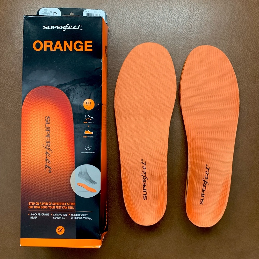 Superfeet Insoles Orange Size M7.5-9 W8.5-10